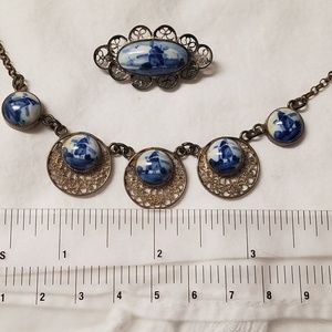 Delft necklace and pin